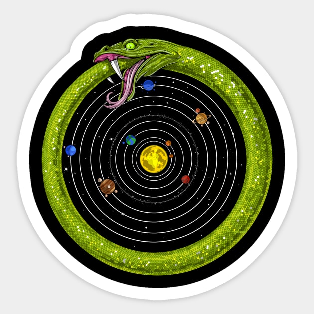 Solar System Ouroboros Sticker by underheaven